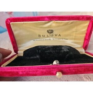 Vintage Bulova Aristocrat Beauty Red Burgandy Velvet Watch Box Empty Case